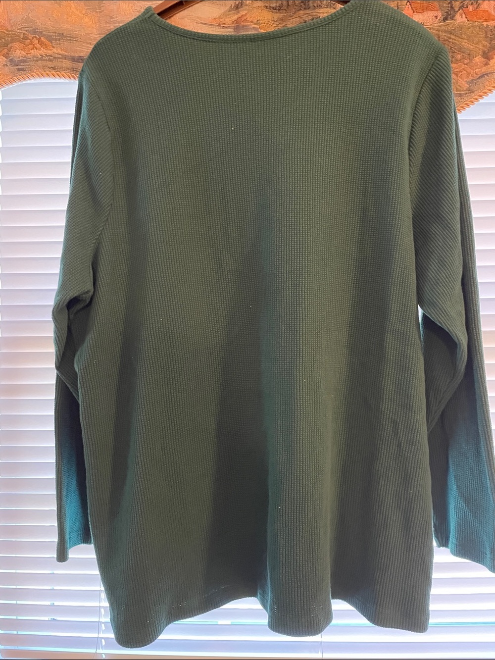 Quacker Factory Green Long Sleeve Women’s Top w/Embroidered ChristmasTrees - Picture 6 of 7